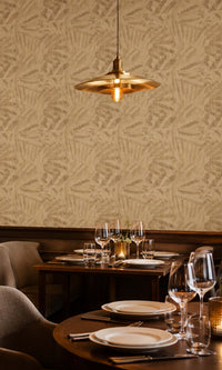 Beige Metallic Tropical Vinyl Wallpaper C7448