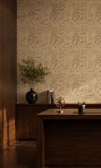 Beige Metallic Tropical Vinyl Wallpaper C7448