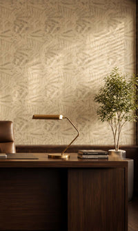 Beige Metallic Tropical Vinyl Wallpaper C7448