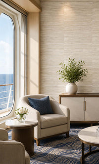 White & Beige Metallic Weave Commercial Wallpaper C7463