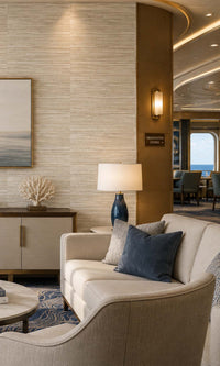 White & Beige Metallic Weave Commercial Wallpaper C7463