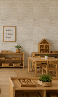 White & Beige Metallic Weave Commercial Wallpaper C7463