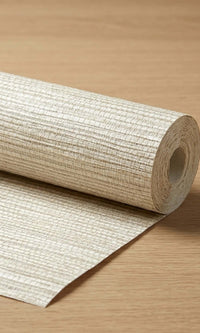 White & Beige Metallic Weave Commercial Wallpaper C7463
