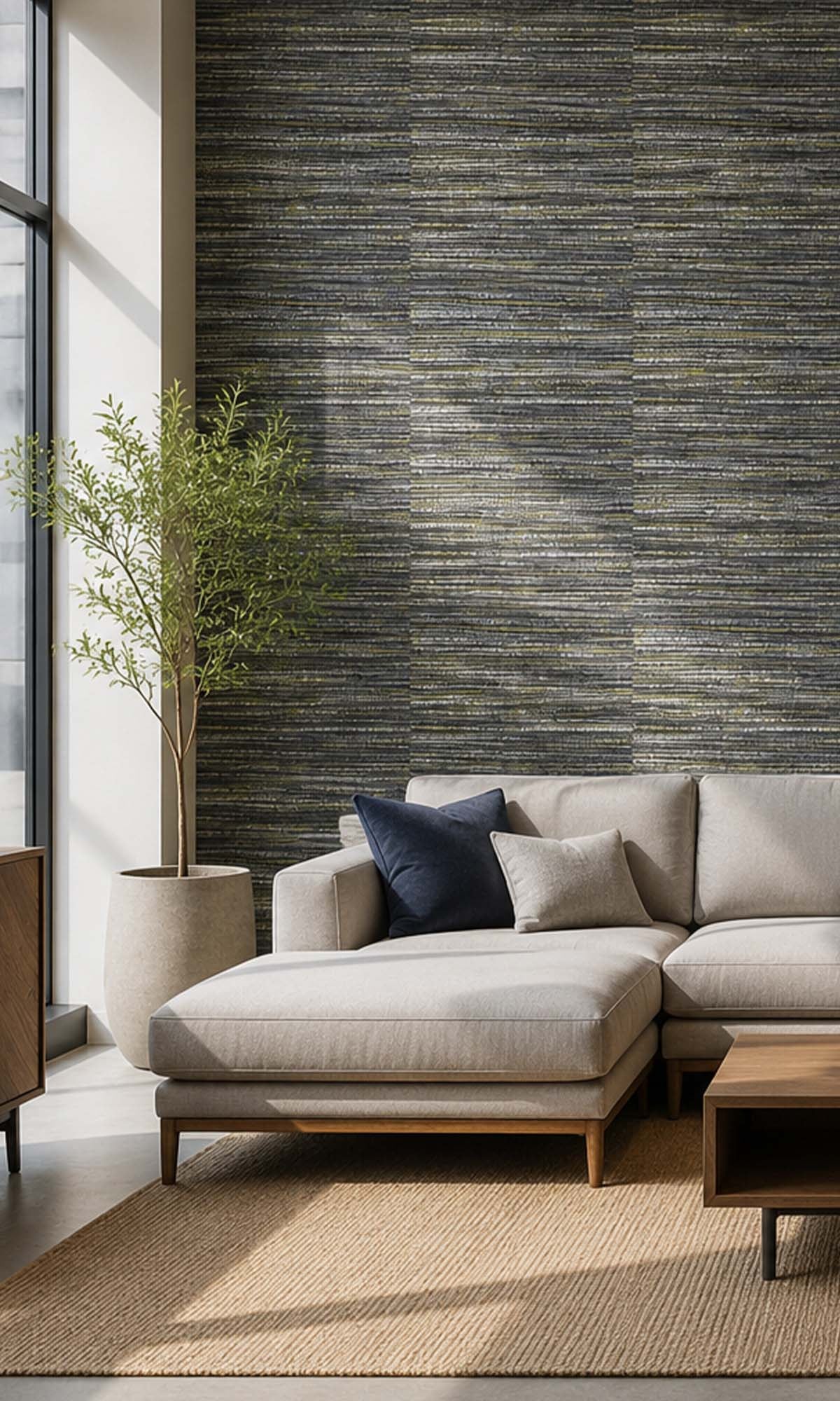Limestone Metallic Weave Commercial Wallpaper C7467