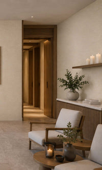 Ivory Linen Like Commercial Wallpaper C7542
