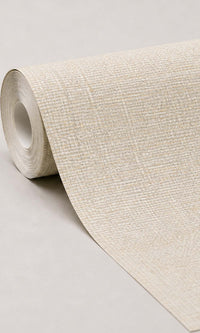 Ivory Linen Like Commercial Wallpaper C7542