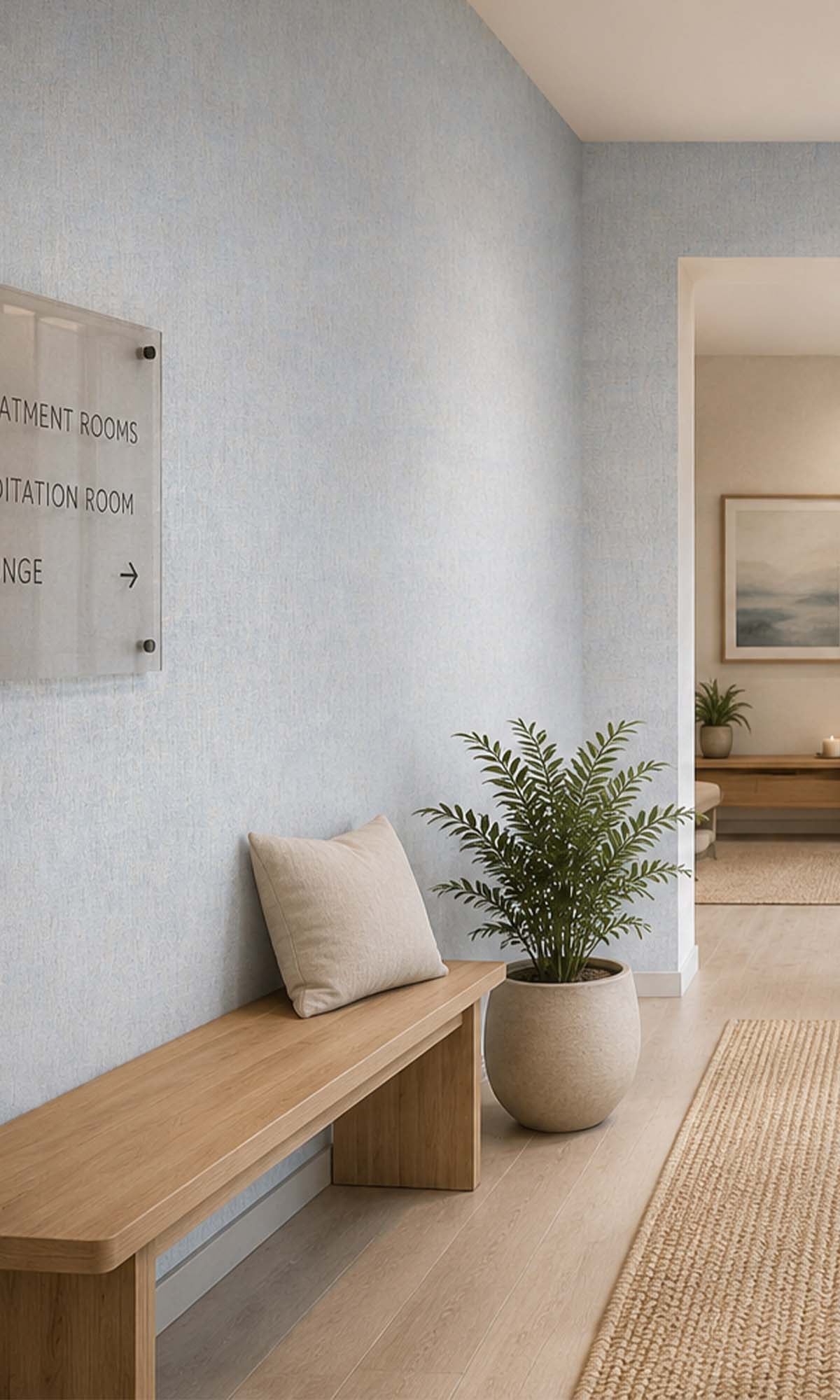 Blue Linen Vinyl Commercial Wallpaper C7548