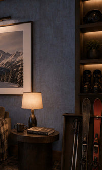 Blue & Grey Linen Vinyl Commercial Wallpaper C7550