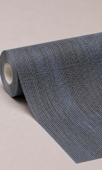 Blue & Grey Linen Vinyl Commercial Wallpaper C7550