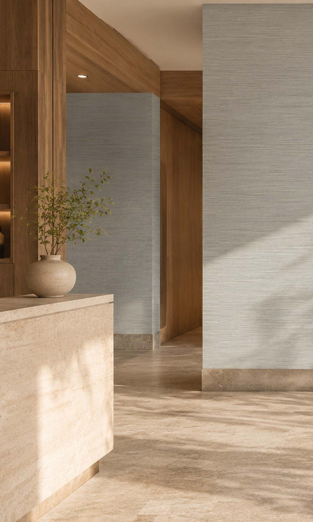 Cove Grey Horizontal Line Textured Vinyl Commercial Wallpaper C7554