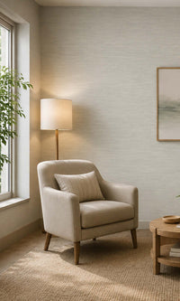 Cove Grey Horizontal Line Textured Vinyl Commercial Wallpaper C7554