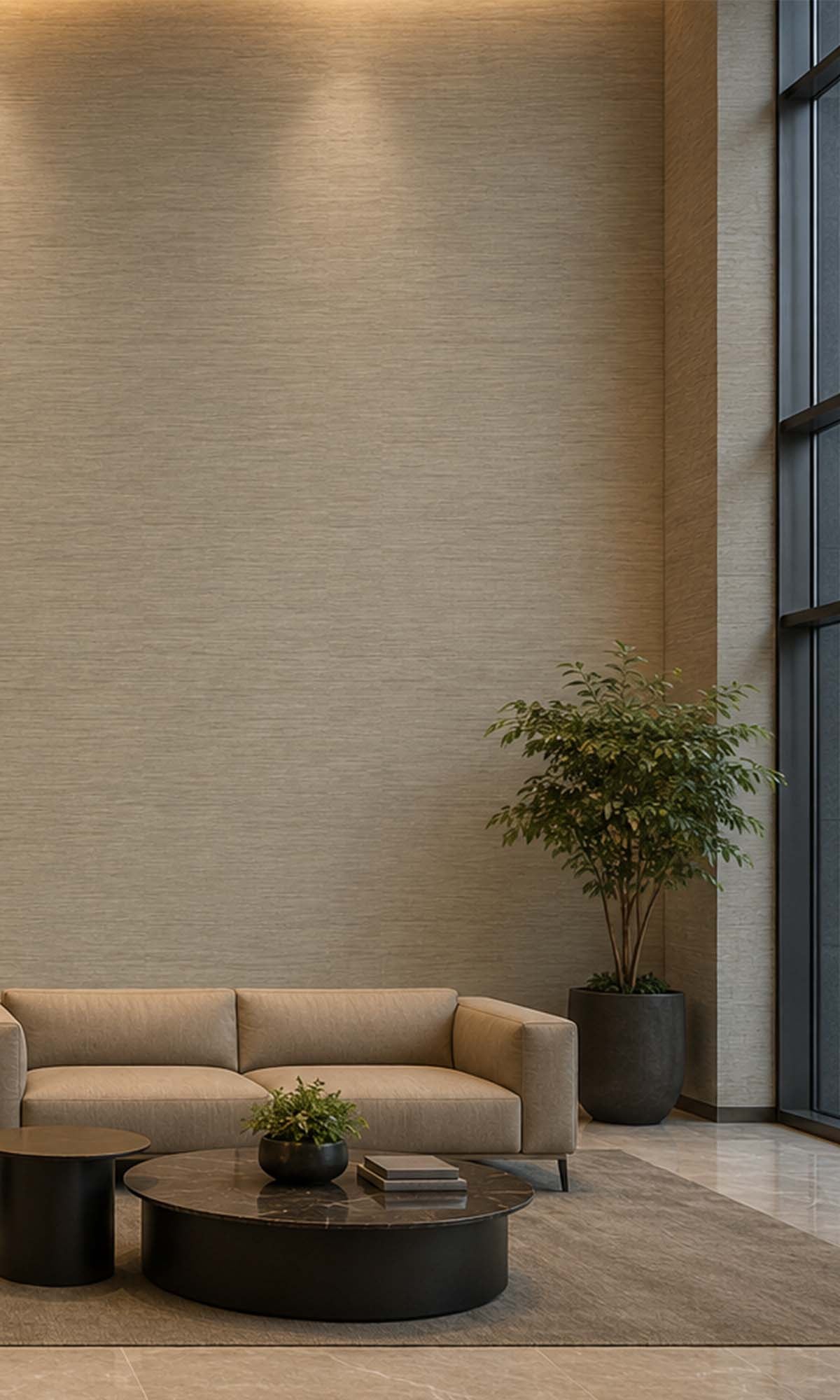 Brown Horizontal Line Textured Vinyl Commercial Wallpaper C7557
