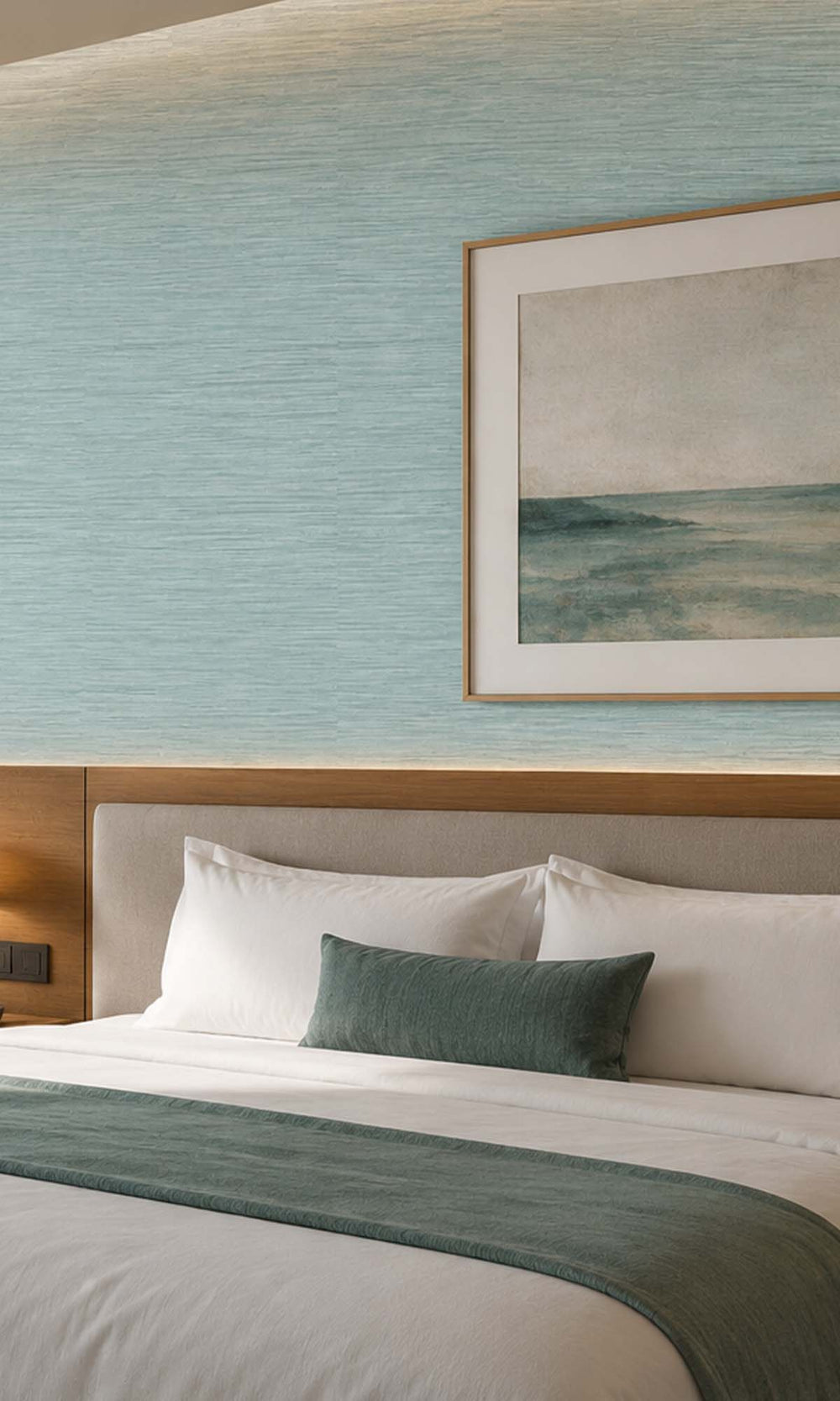Green Horizontal Line Textured Vinyl Commercial Wallpaper C7558