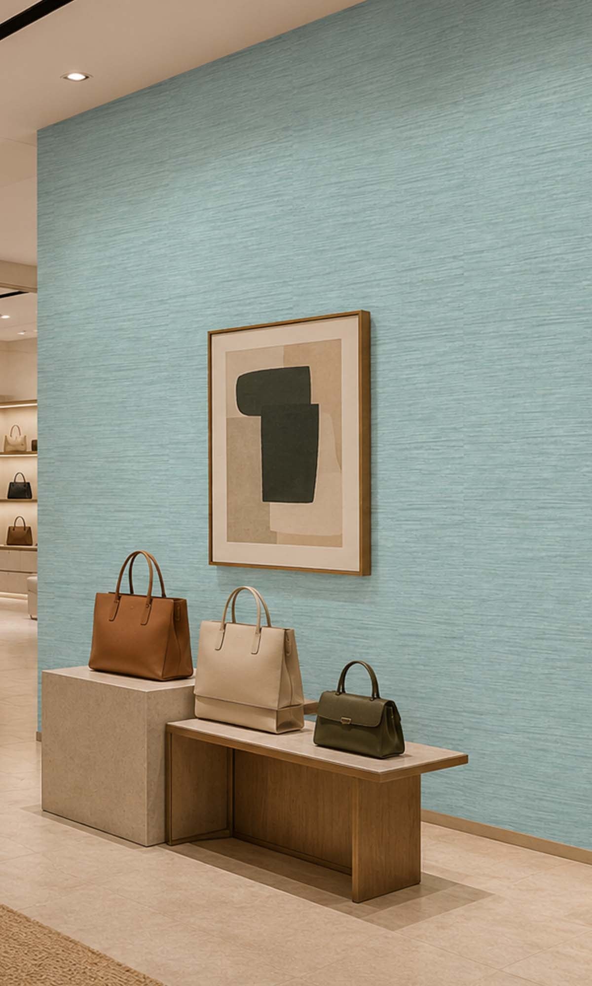 Green Horizontal Line Textured Vinyl Commercial Wallpaper C7558