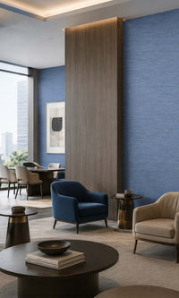 Blue  Horizontal Line Textured Vinyl Commercial Wallpaper C7559