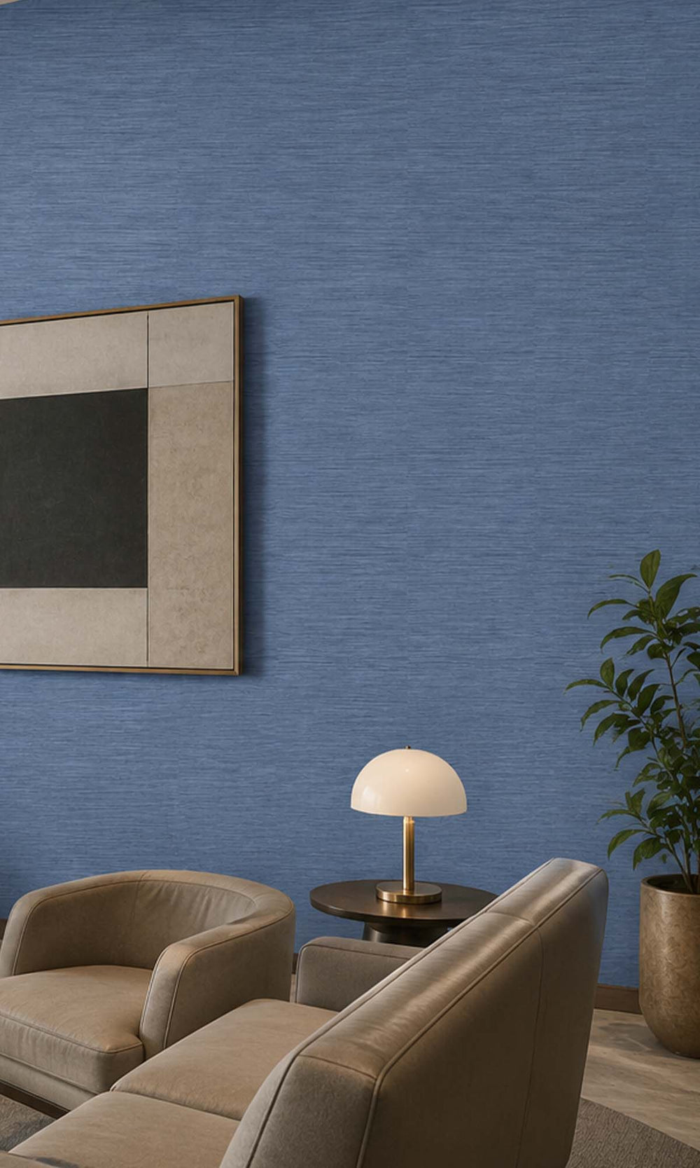 Blue  Horizontal Line Textured Vinyl Commercial Wallpaper C7559