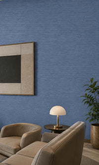 Blue  Horizontal Line Textured Vinyl Commercial Wallpaper C7559