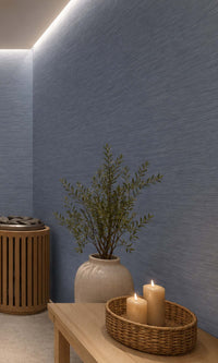 Blue  Horizontal Line Textured Vinyl Commercial Wallpaper C7559