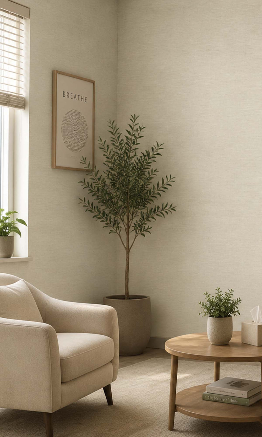 Walnut Geometric Lines Vinyl Commercial Wallpaper C7592