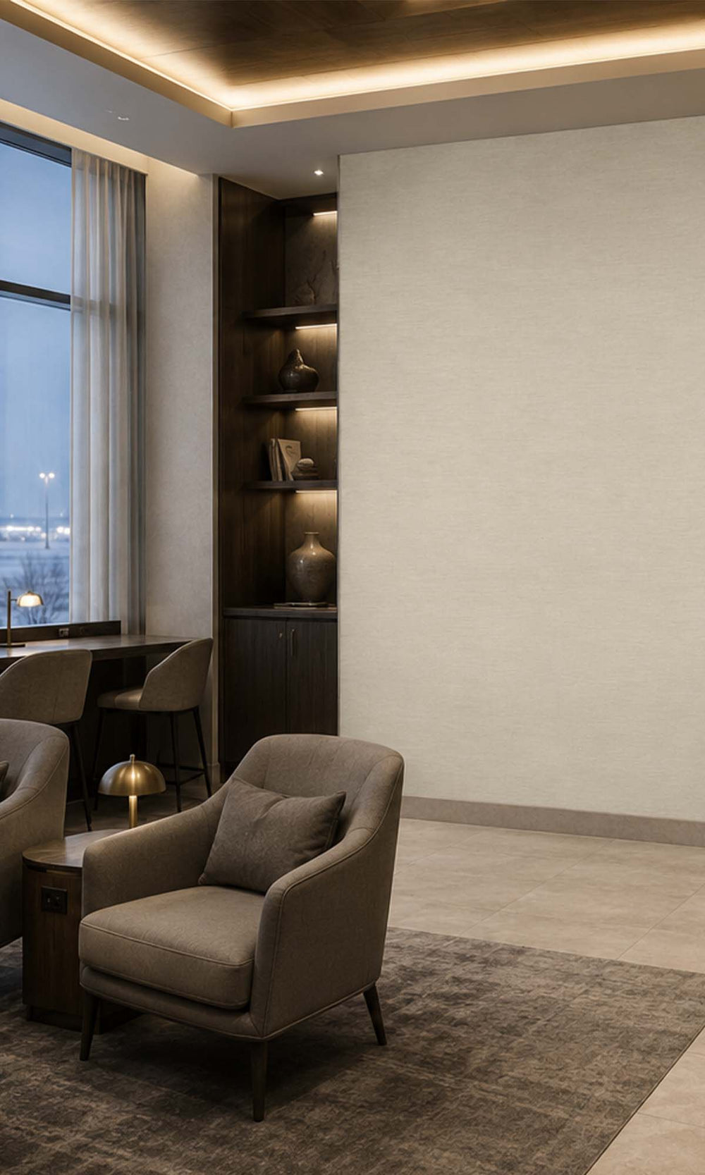 Walnut Geometric Lines Vinyl Commercial Wallpaper C7592