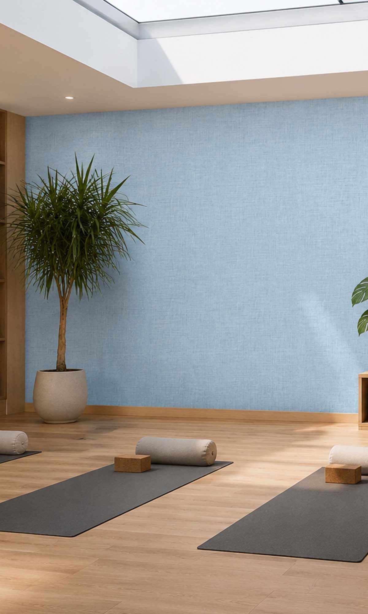 Crisp Blue Fabric Like Textured Vinyl Commercial Wallpaper C7603
