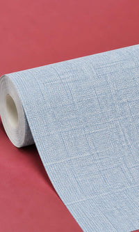 Crisp Blue Fabric Like Textured Vinyl Commercial Wallpaper C7603