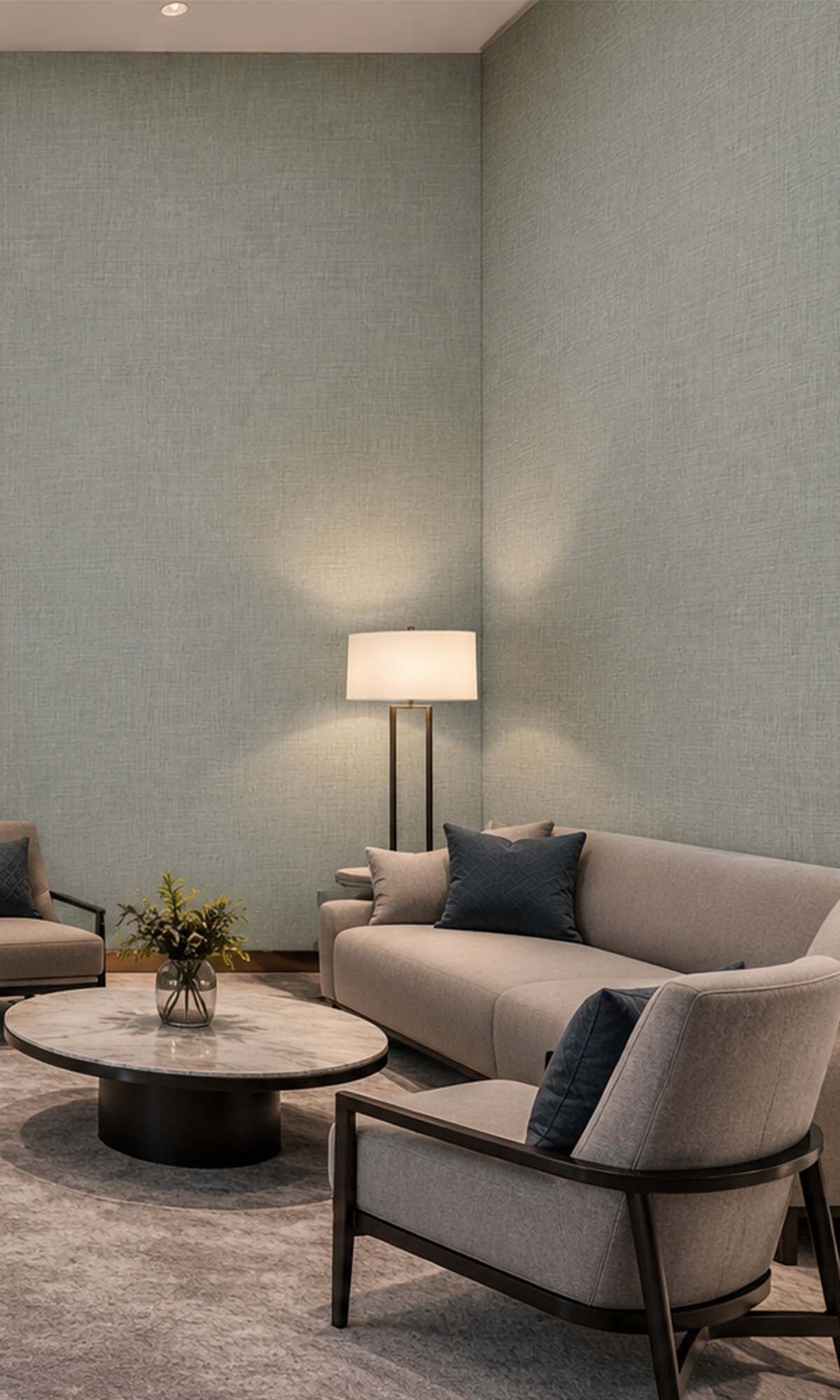 Sage Fabric Like Textured Vinyl Commercial Wallpaper C7604