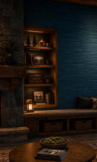 Royal Blue Abstract Planks Vinyl Commercial Wallpaper C7631