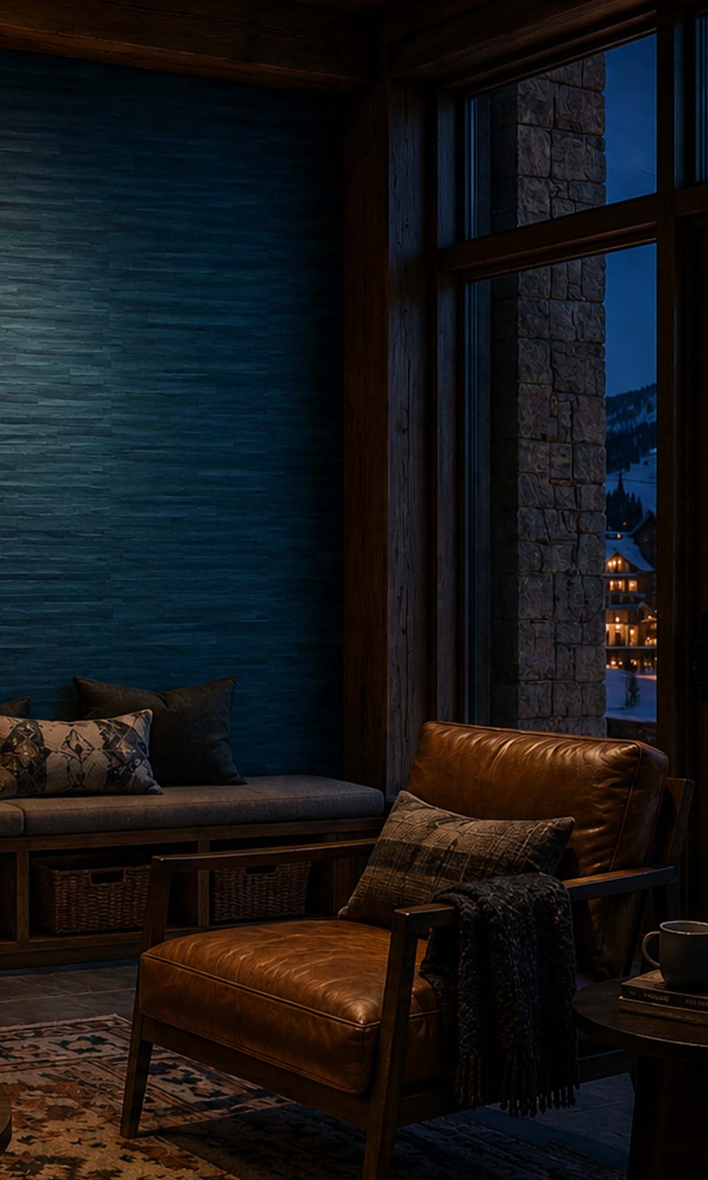 Royal Blue Abstract Planks Vinyl Commercial Wallpaper C7631