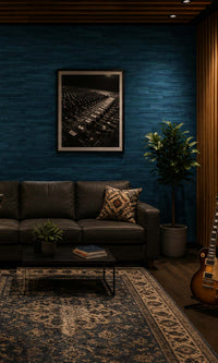 Royal Blue Abstract Planks Vinyl Commercial Wallpaper C7631