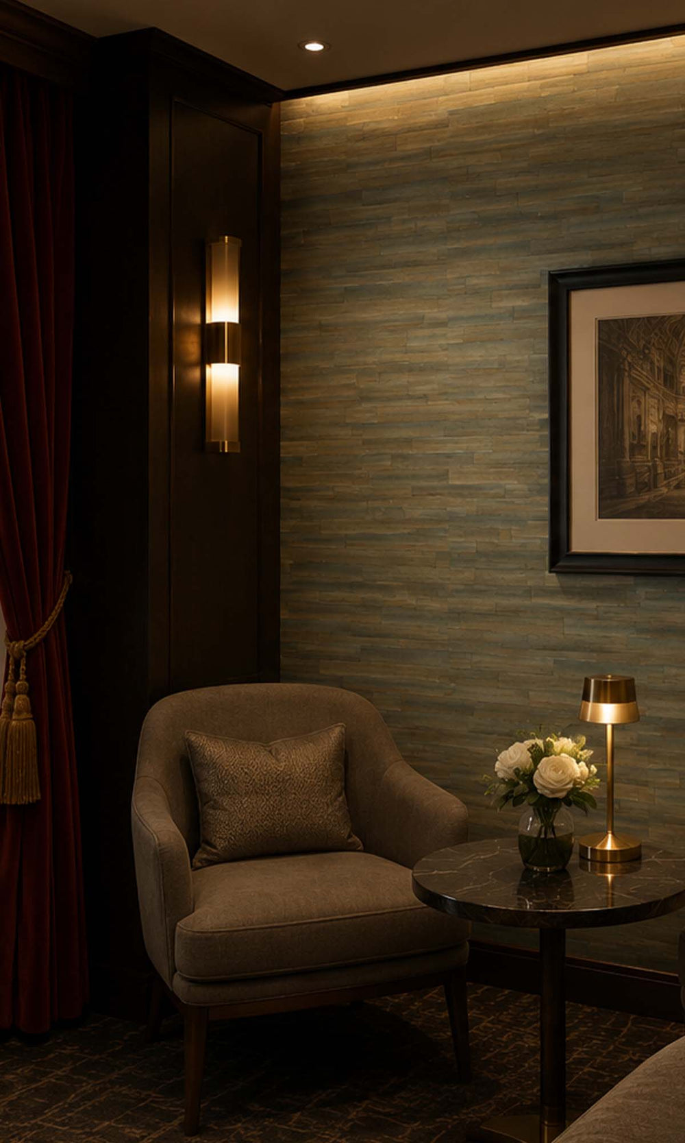 Natural Brown Abstract Planks Vinyl Commercial Wallpaper C7637