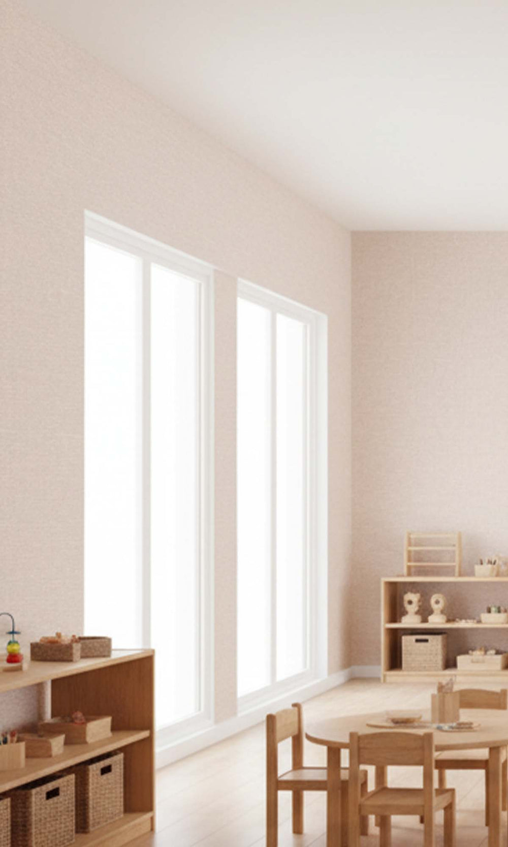 Alba Beige Faux Linen Weave Textured Vinyl Commercial Wallpaper C7734