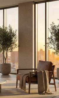 Beige Faux Linen Weave Textured Vinyl Commercial Wallpaper C7736