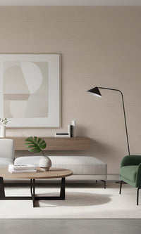 Beige Faux Linen Weave Textured Vinyl Commercial Wallpaper C7736