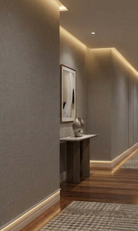 Ash Gray Faux Linen Weave Textured Vinyl Commercial Wallpaper C7740