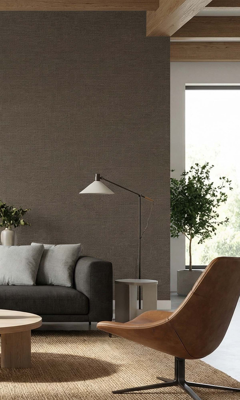 Shale Faux Linen Weave Textured Vinyl Commercial Wallpaper C7743