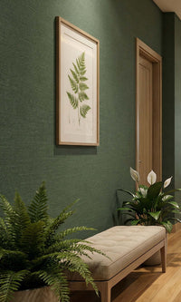 Olive Faux Linen Weave Textured Vinyl Commercial Wallpaper C7744