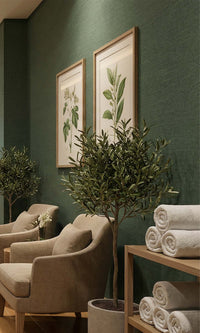 Olive Faux Linen Weave Textured Vinyl Commercial Wallpaper C7744
