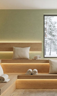 Fall Green Faux Stone Look Textured Vinyl Commercial Wallpaper C7752