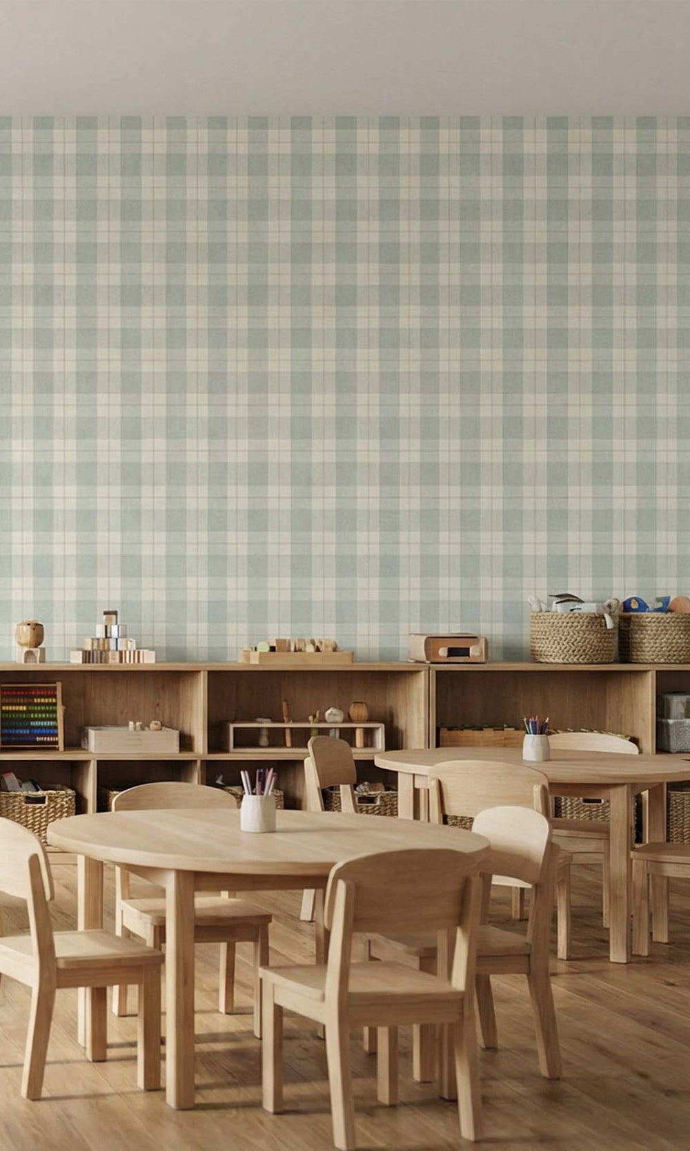 Hazy Plaid Print Textured Vinyl Commercial Wallpaper C7774