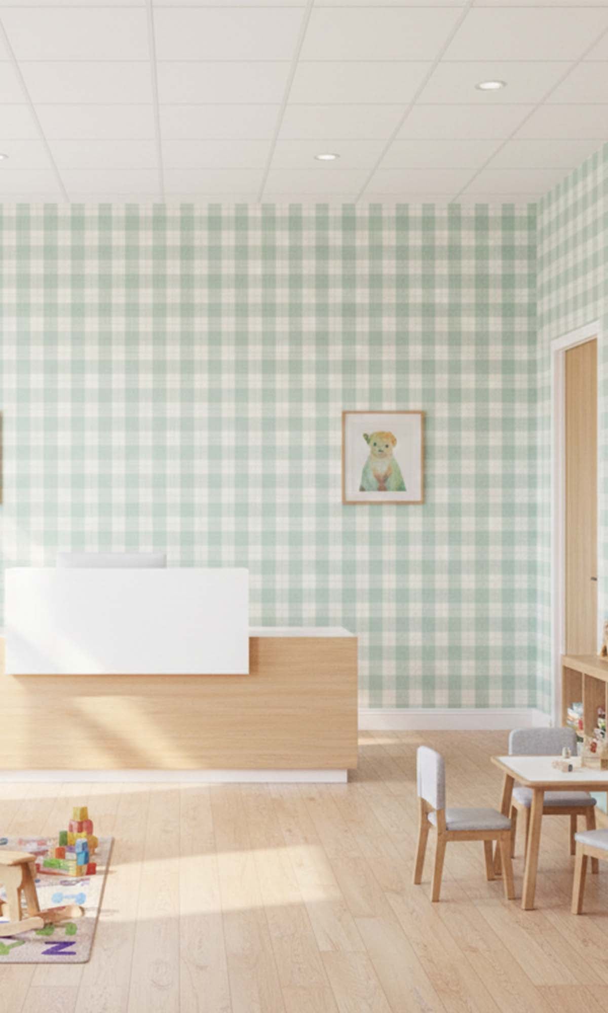 Hazy Plaid Print Textured Vinyl Commercial Wallpaper C7774