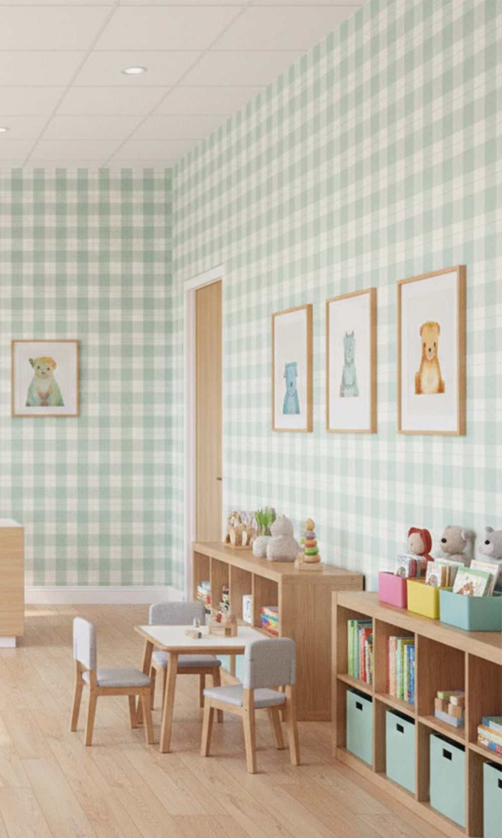 Hazy Plaid Print Textured Vinyl Commercial Wallpaper C7774