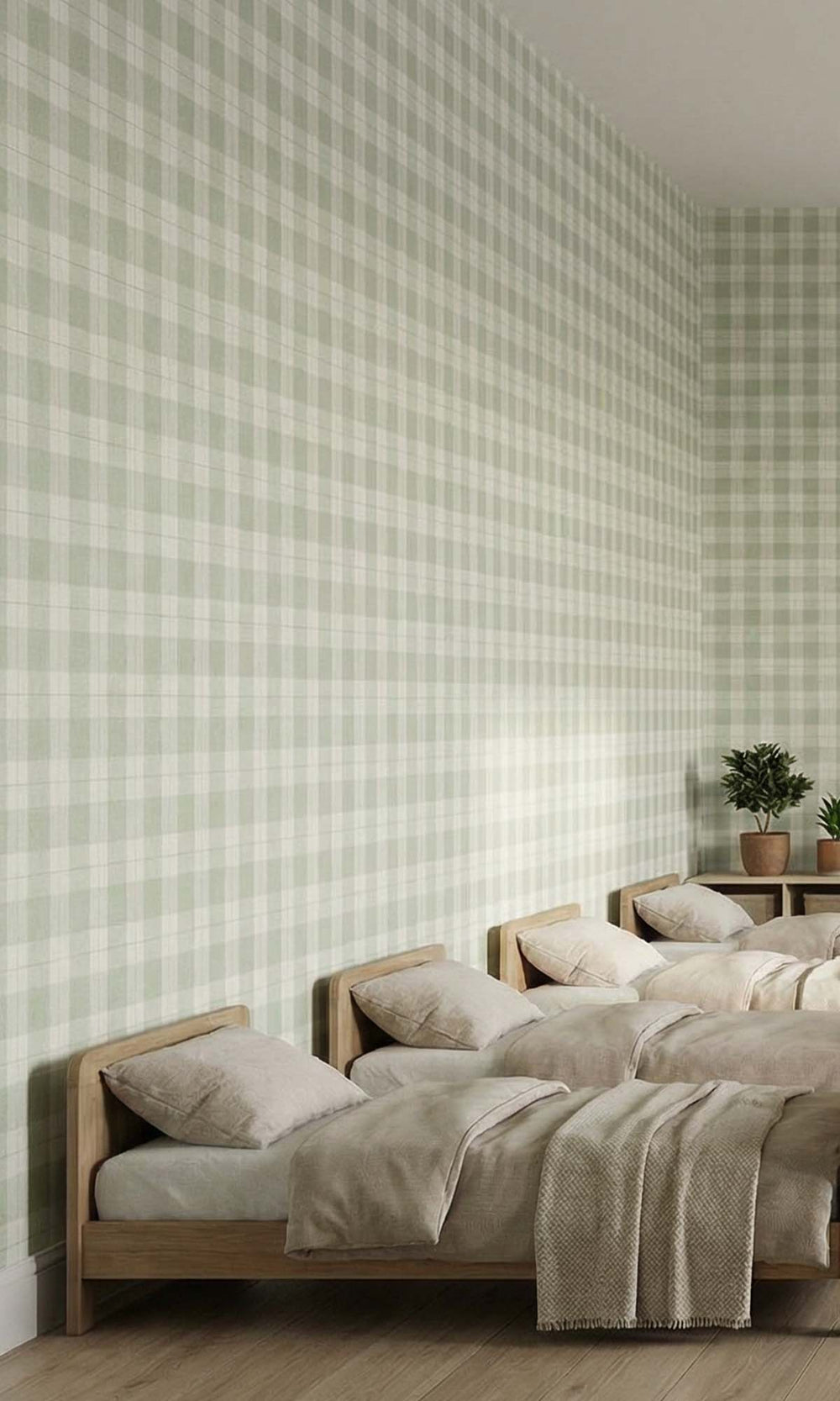 Cloudy Meadow Plaid Print Textured Vinyl Commercial Wallpaper C7775