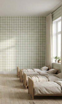 Cloudy Meadow Plaid Print Textured Vinyl Commercial Wallpaper C7775