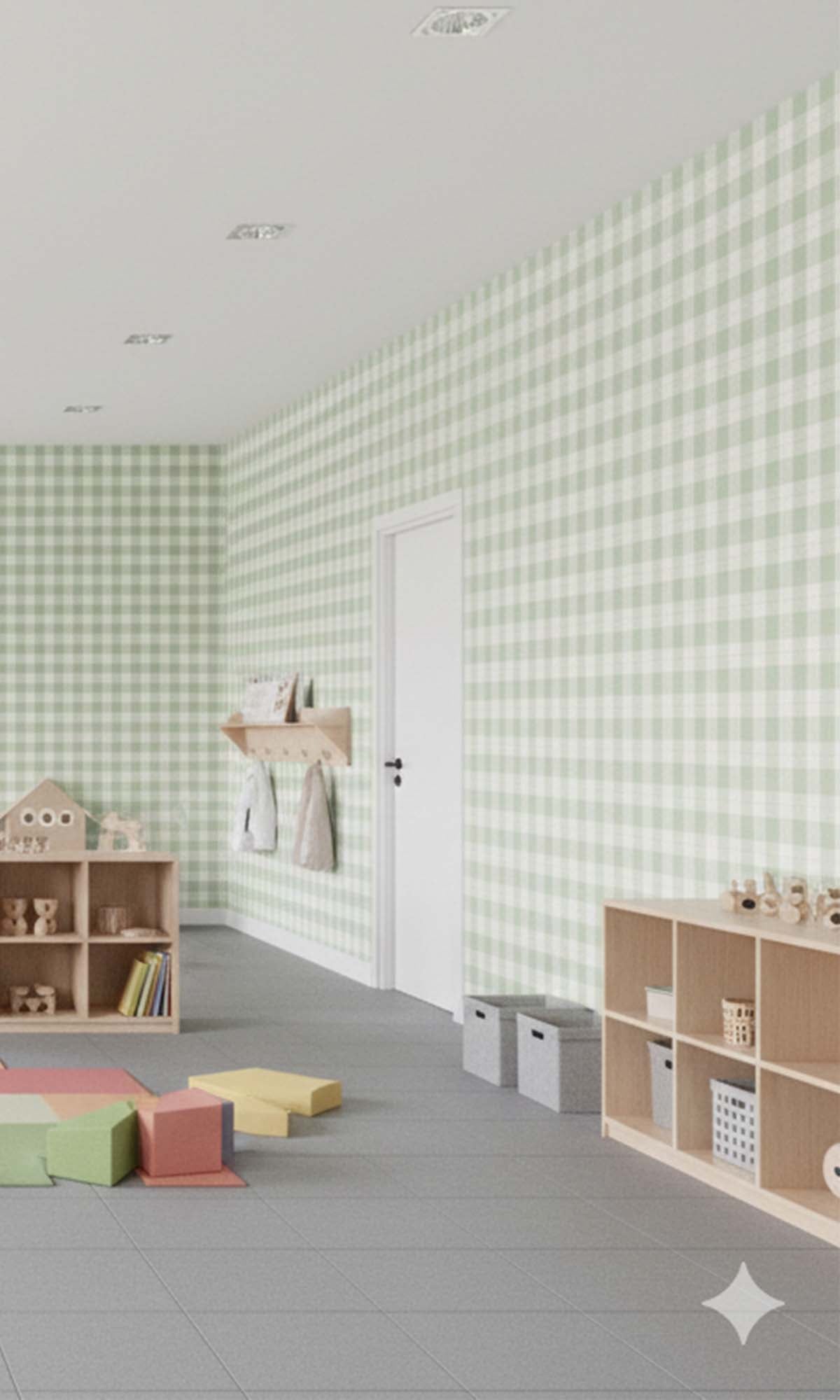 Cloudy Meadow Plaid Print Textured Vinyl Commercial Wallpaper C7775