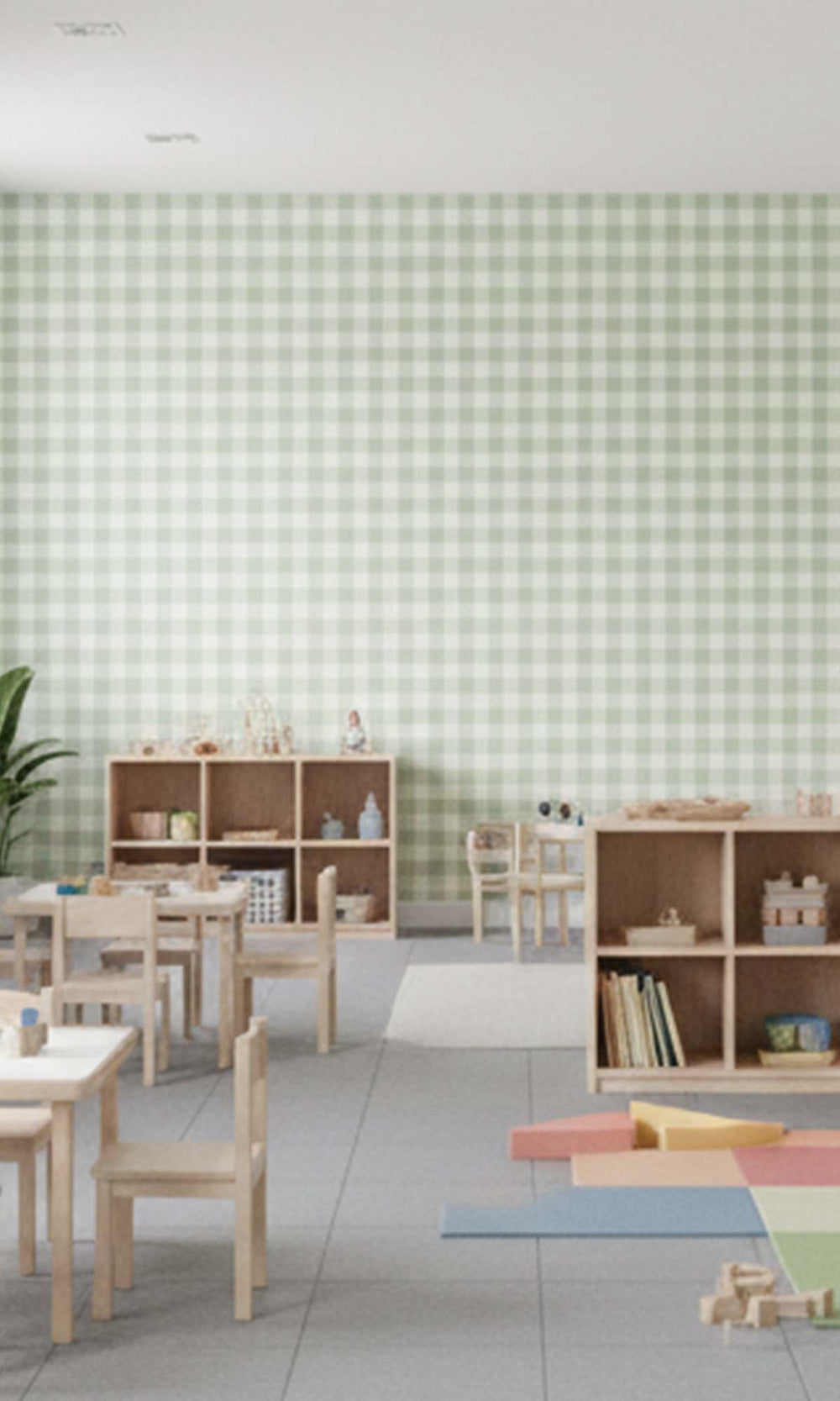 Cloudy Meadow Plaid Print Textured Vinyl Commercial Wallpaper C7775