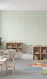 Cloudy Meadow Plaid Print Textured Vinyl Commercial Wallpaper C7775