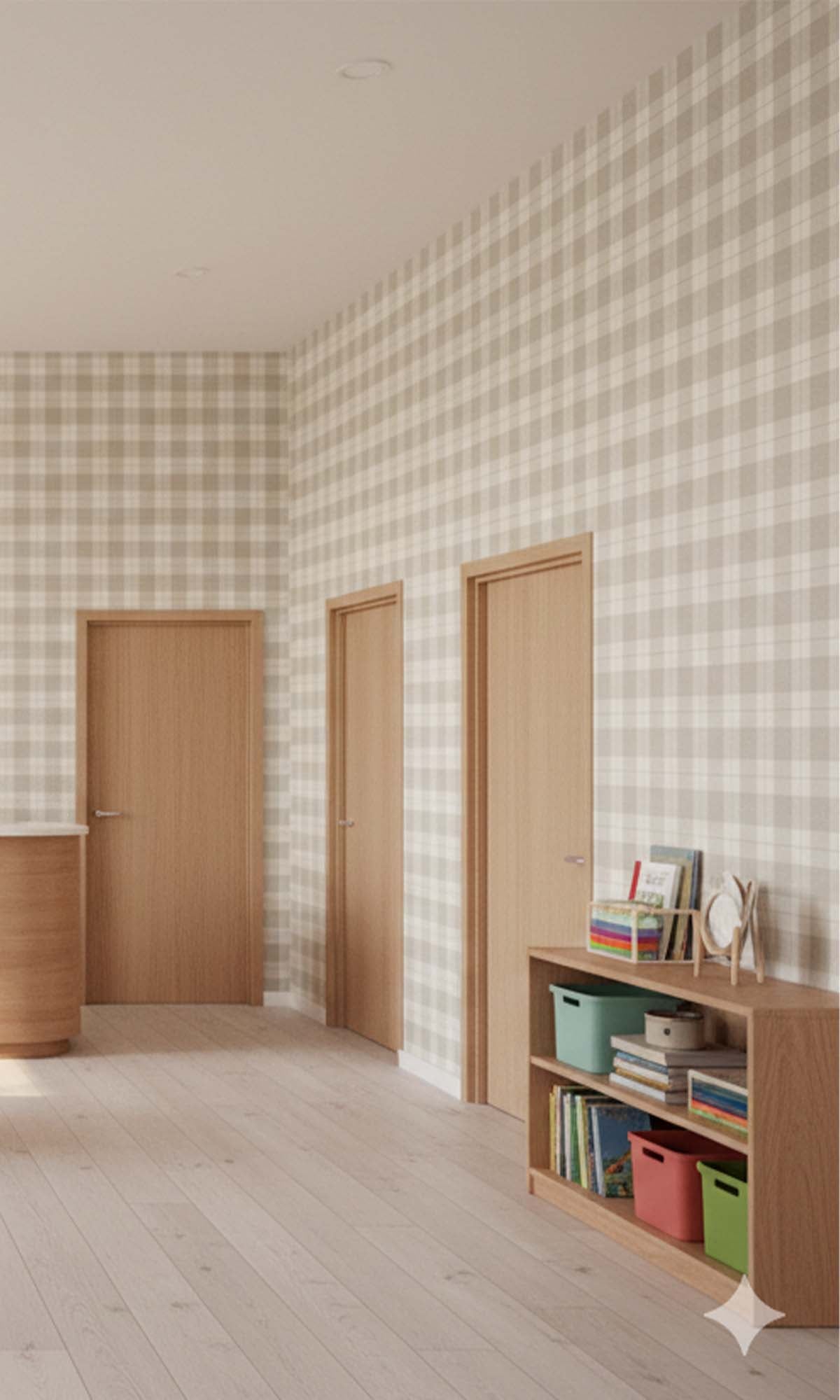 Mushroom Plaid Print Textured Vinyl Commercial Wallpaper C7776