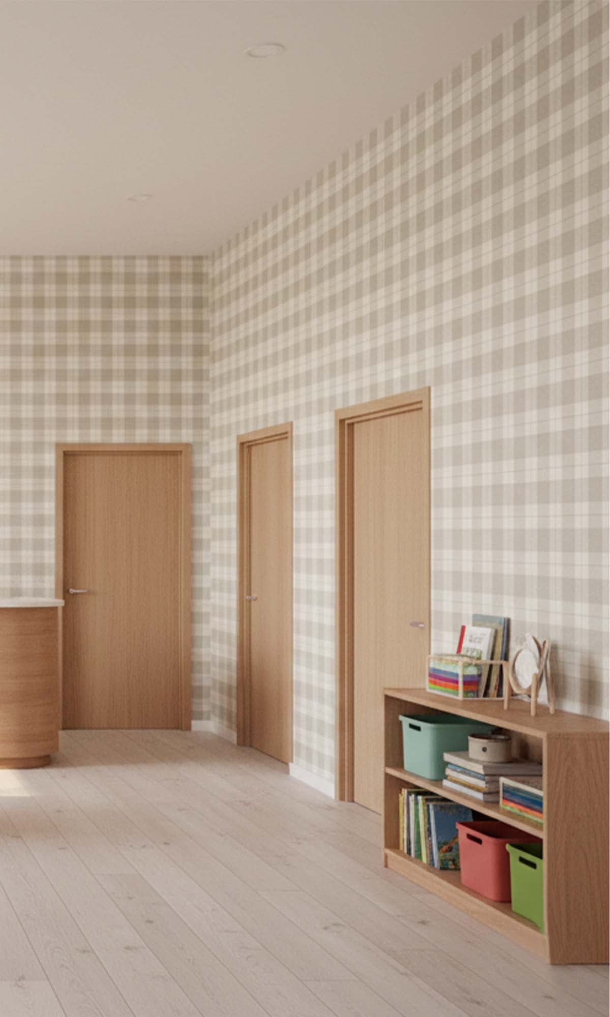 Mushroom Plaid Print Textured Vinyl Commercial Wallpaper C7776