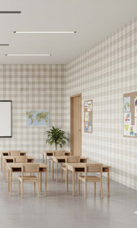 Mushroom Plaid Print Textured Vinyl Commercial Wallpaper C7776